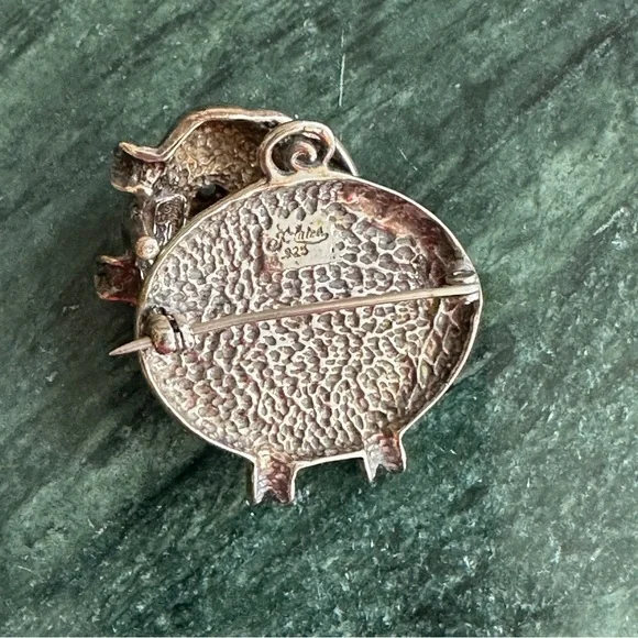 925 Silver Pig Brooch - Picture 3 of 4